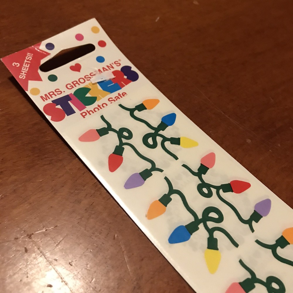 Vtg NOS Mrs. Grossman’s Stickers Christmas Lights Bulbs 3 Sheets Photo Safe New