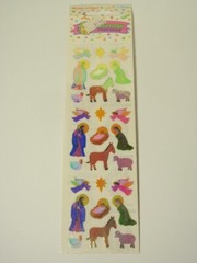 Vintage 1990 Sandylion Mother of Pearl Christmas Nativity Stickers *SEALED*