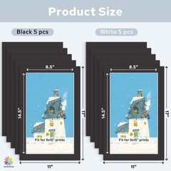 10 Pack PreCut 11×17 Picture Mats For 9×15 Photo Prints Bevel Cut 4Ply