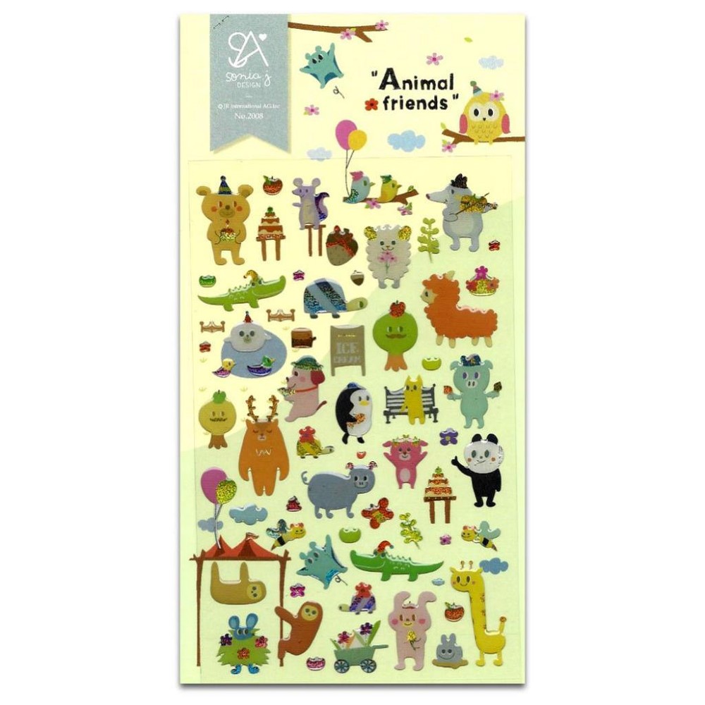 CUTE ANIMAL FRIENDS Cartoon Sloth Rabbit Cow Bear Epoxy Craft Scrapbook Sticker