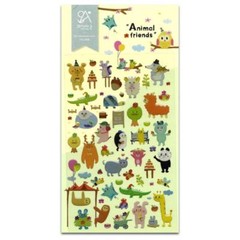 CUTE ANIMAL FRIENDS Cartoon Sloth Rabbit Cow Bear Epoxy Craft Scrapbook Sticker