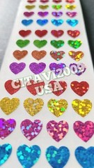HAMBLY STUDIOS STICKERS PRISMATIC MULTICOLOR MINI HEARTS RED GREEN PINK VINTAGE