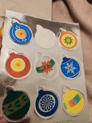 Vtg Hallmark Stickers Razzle Dazzle Foil Ornaments Christmas Holiday Colorful