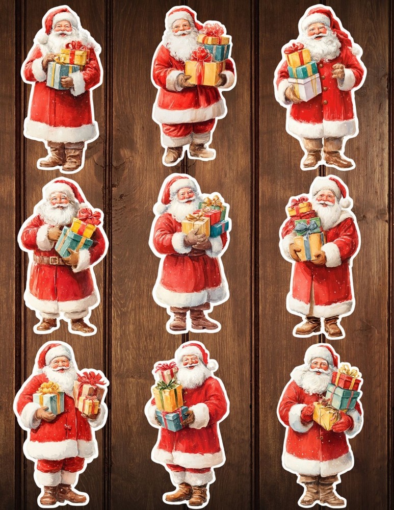 Full Santa with Presents Die Cut Vinyl Stickers Scrapbooking Laptop Waterbottle