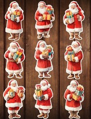 Full Santa with Presents Die Cut Vinyl Stickers Scrapbooking Laptop Waterbottle