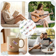 50Pcs Transparent Dragonfly Stickers for Crafts Waterproof Dragonfly Sticker Dec