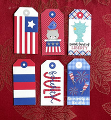 6X Doodlebug Scrapbook Card Tags July 4th Summer Patriotic – T1