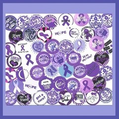 100 Precut RELAY FOR LIFE Cancer AWARENESS 1 inch BOTTLE CAP CHARM TRAY IMAGES