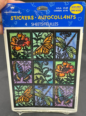 Vintage 1990s Hallmark Stained Glass Style Butterfly Stickers 3 Sheets Made USA