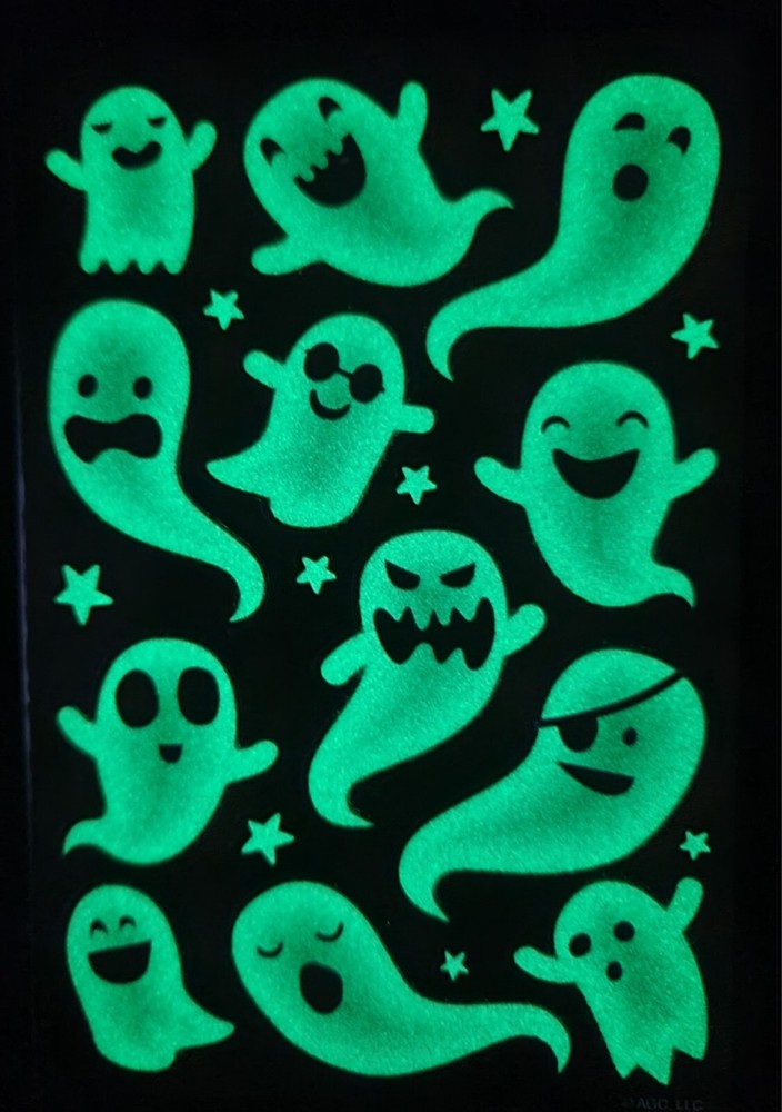 HALLOWEEN STICKER «GLOW GHOSTS IN THE DARK» (SHEET SIZE) 4 X 6 👻👀👻👀👻