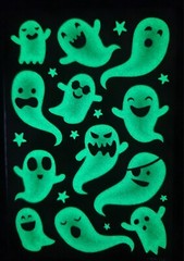 HALLOWEEN STICKER «GLOW GHOSTS IN THE DARK» (SHEET SIZE) 4 X 6 👻👀👻👀👻