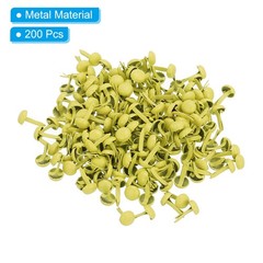 200 PCS Paper Brass Fasteners Split Pins Pastel Mini, Yellow, 5 x 9 mm