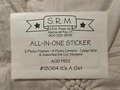 It’s A Girl Baby Sticker Pink S.R.M. Its SRM Footprints Flowers Scrapbook All-In