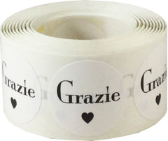 Grazie Italian Thank You Stickers | 1″ Inch Round | 500 Pack | Pick One Color