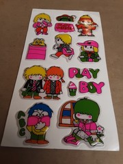 Vintage 80’s Puffy Sticker Boy Girl Hippies Playing Tennis «Play Boy»
