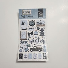 Echo Park Paper WINTER Adhesive Puffy Scrapbook Stickers & Brads, Chipboard NEW