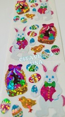 JILLSON & ROBERTS HAMBLY GLITTER STICKERS EASTER BUNNY EASTER EGG BASKET CHICKS.