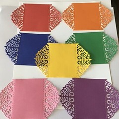 Swirls deco fold-over Card Topper Window Frame Die Cut embellishments 5 pcs