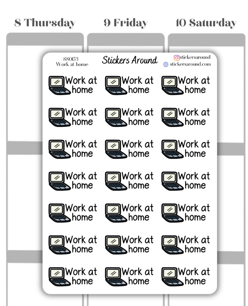 Work at Home Script Planner Sticker, Workplace, Calendar and Journal Sticker