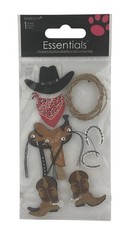 Sandylion Essentials 3D Cowboy Hat Saddle Boot Horseshoe Rope Scrapbook Sticker