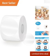 500 Pcs 1 Inch Waterproof Self-Adhesive Clear Stickers for Gifts and Mail Use
