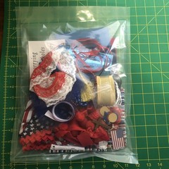 Junk Journal Scrapbooking Paper Fabric Lace Vacation Red White and Blue Lot
