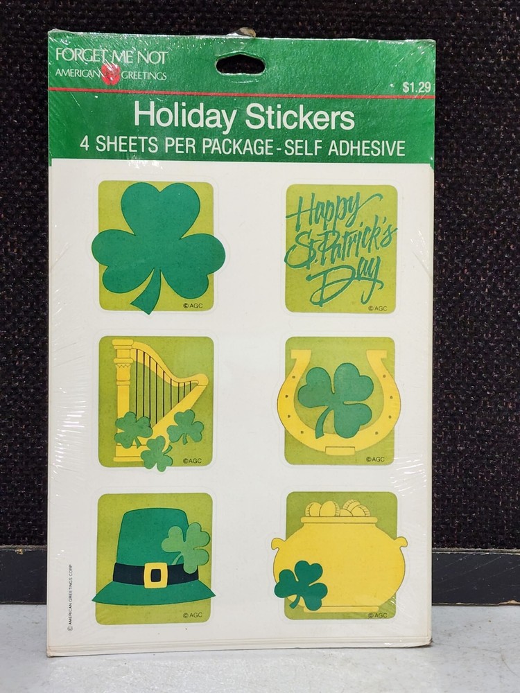 NEW 4 Sheets Shamrock Stickers Vintage St. Patrick’s Day Forget Me Not by AGC