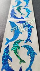 HAMBLY STUDIOS STICKERS PRISMATIC GLITTER BLUE TEAL DOLPHINS VINTAGE RARE