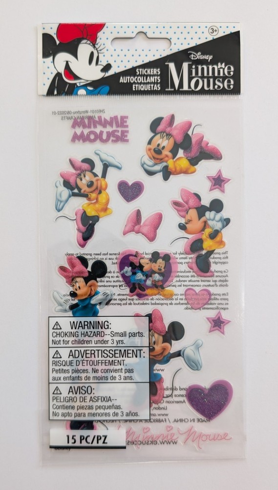 Disney Minnie Mouse Clear Flat Glitter Scrapbooking Stickers By EK Success