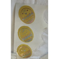 Vintage Easter Puffy Cloth Stickers Duck & Eggs W/ Faces Pastel Rare!