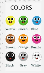 Educational Colors Sticker Sheet Yellow Green Blue Purple Pink Vinyl Decals