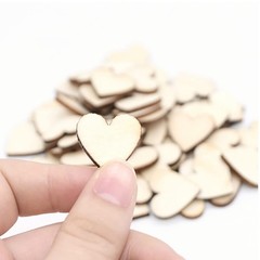 100pcs Different Sizes Rustic Wooden Pattern Love Hearts Shaped Wood Slices D…