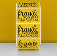 Fragile Stickers Handle With Care Labels Yellow Shipping Warning 2×1