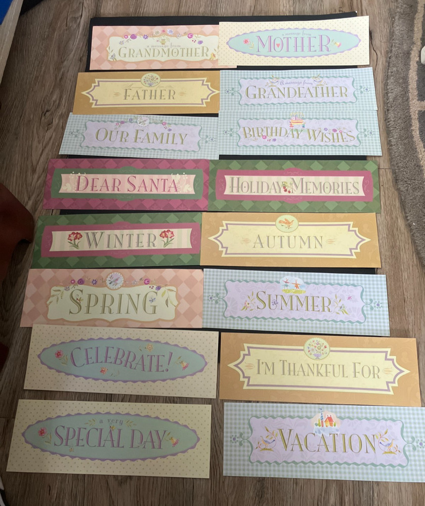 Borders for scrapbooking – Titles & stickers, 45 total. See pictures