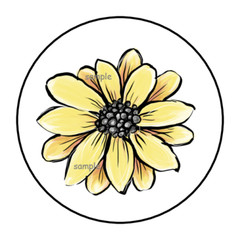 30 SUNFLOWER ENVELOPE SEALS STICKERS LABELS TAGS 1.5″ ROUND FLORAL