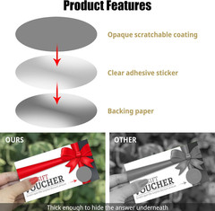 90 Pack Scratch Off Stickers 1 Round Self-Adhesive Labels for DIY Cards & Games