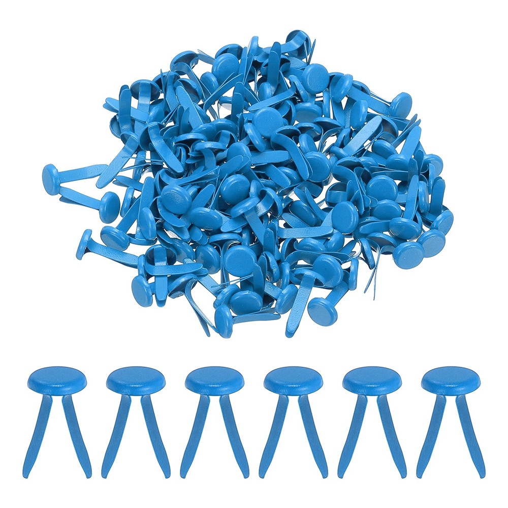 Brads for Paper Crafts, 150 Pcs Blue Metal Round Paper Fasteners, 16 mm