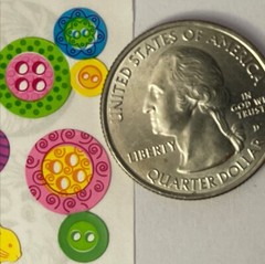 BABY BUTTONS Sticker(12pc) Sandylion•Star•Teddybear•Heart •Round•Sewing•2/4 hole