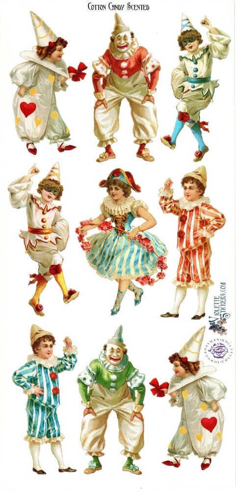 VIOLETTE STICKER – CIRCUS CLOWNS – 7 3/4″ x 3 3/4″ (19.5 cm x 9.5cm)