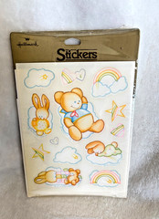 New VTG Sealed 1984 Hallmark Baby Teddy Bear Bunny Rainbow Cloud Star Stickers