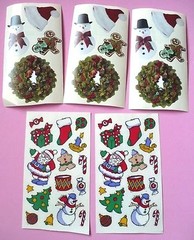 VINTAGE FRANCES MYER CHRISTMAS 44 STICKERS 5 SHEETS SANTA SNOWMAN WREATH