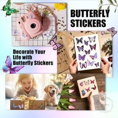 Butterfly Stickers(635 Pcs, 48 Sheets), Flower Stickers for Scrapbooking, Journa