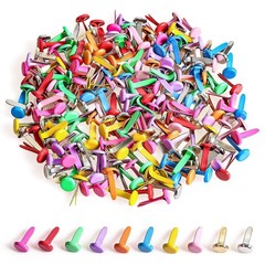 200 PCS Multicolor Mini Brads Split Pins Round Head 0.3×0.63 Inch 8x16mm