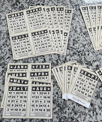 Jenni Bowlin Bingo Cards Calendar Months Scrapbook Paper Trimmed 75 Pc Lot