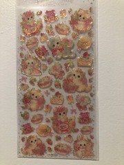 Kawaii Japan Cats Rabbits Strawberry Jam Glitter Puffy Sticker Sheet Vintage Htf