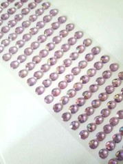 CraftbuddyUS 144 pcs x10mm(18 Stripes)Self Adh Faceted Round Gems,Color-AB LILAC