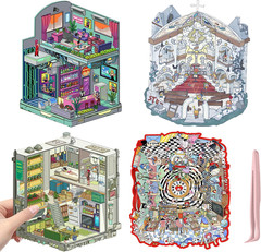 Miniature Scene 20 Sets DIY 3D Stickers Horror Adventure Theme for Mini House