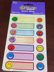 Sandylion Smiley Happy Face labels pkg pastel & gold glitter crazy mod prisma &
