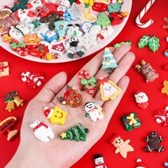 CCINEE 100pcs Christmas Resin Slime Charms for Craft, Santa Small, Multicolor
