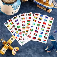 384 Pcs World Flags Stickers World Map Passport Stickers for Planner Journal